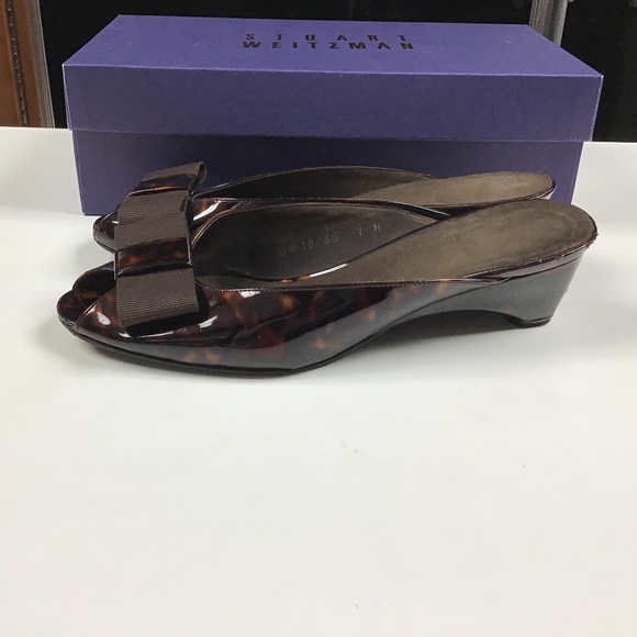Stuart Weitzman Canndy Tortoise Patent Mule 7M - Picture 8 of 9